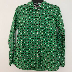 Talbots women Green Heart Pattern Men's Shirt